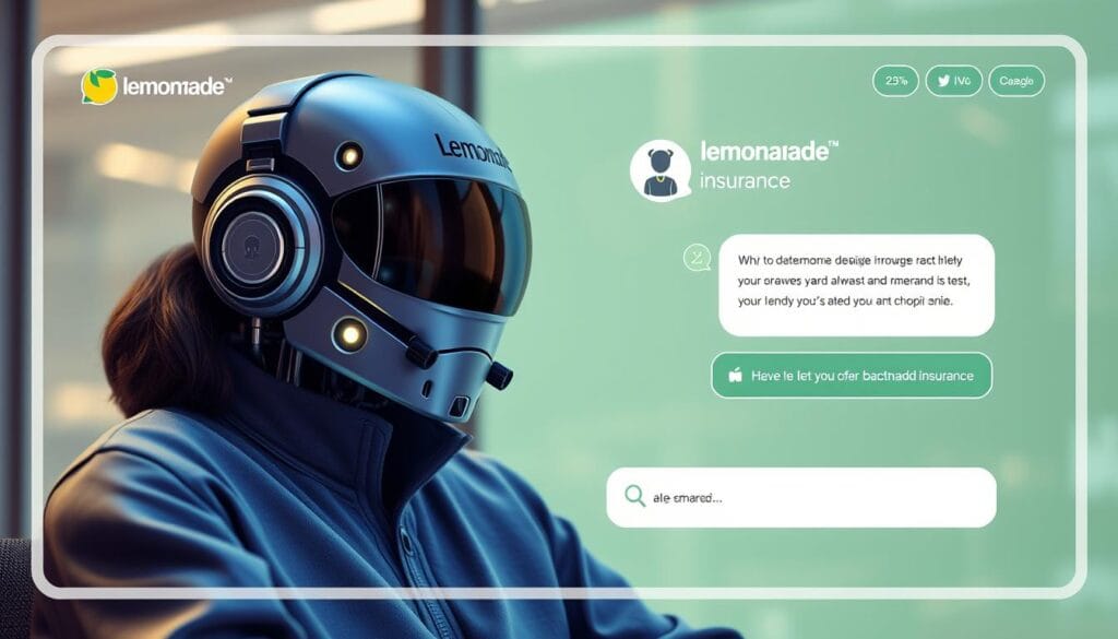 Generate an image of Lemonade Insurance's AI chatbot interface. Generate an image of Lemonade Insurance's AI chatbot interface.