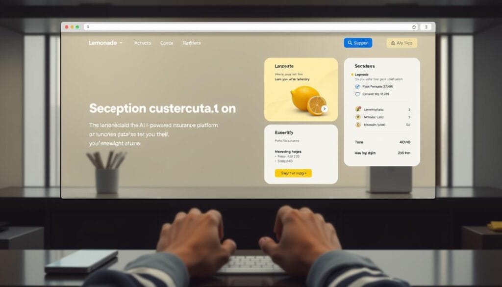 Generate an image of Lemonade's AI-powered insurance platform interface.