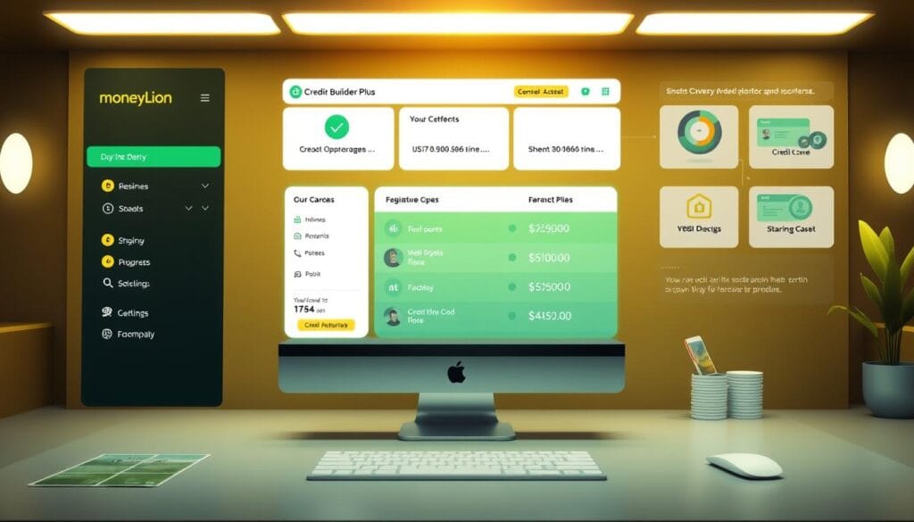 Generate an image of MoneyLion's Credit Builder Plus program interface.