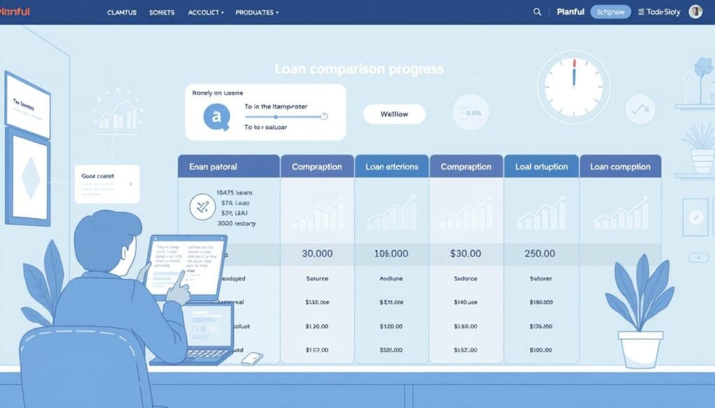 Generate an image of Planful's loan comparison process in action
