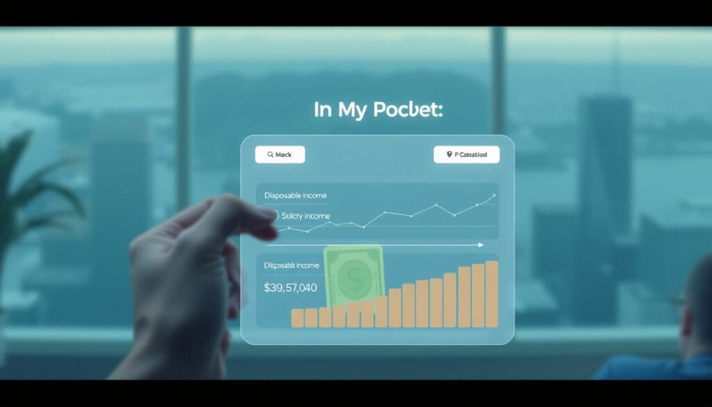 Generate an image of PocketGuard's "In My Pocket" feature showing disposable income. Generate an image of PocketGuard's "In My Pocket" feature showing disposable income.