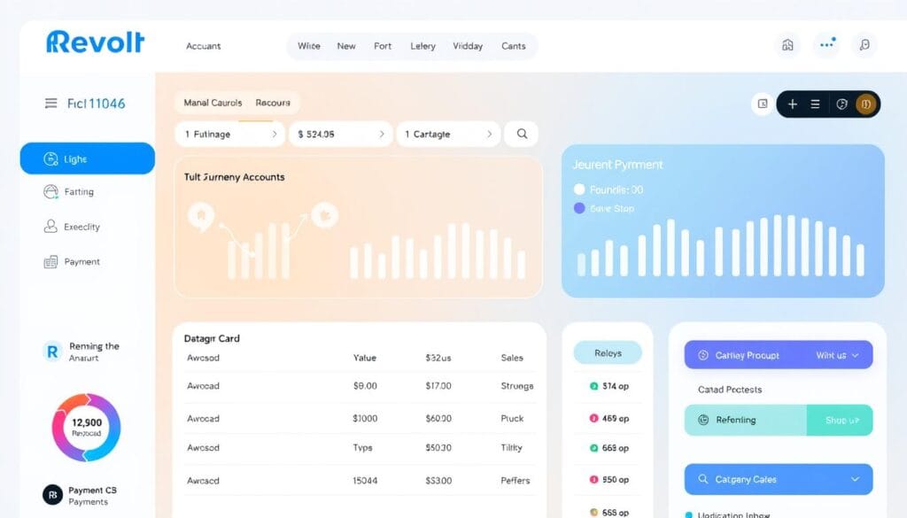 Generate an image of Revolut's business account dashboard showing multi-currency accounts and international payment capabilities.