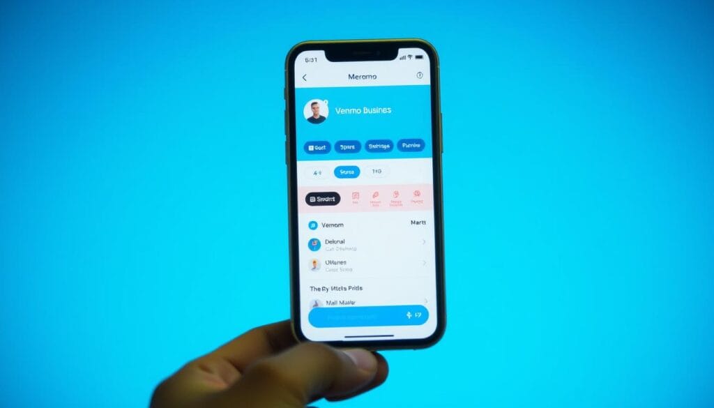 Generate an image of a Venmo business profile on a smartphone.