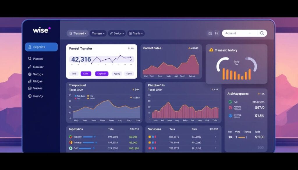 Generate an image of a Wise account dashboard showing international transfer details.