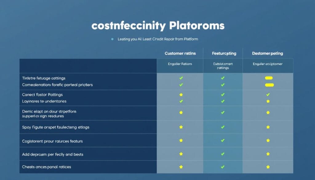 Generate an image of a comparison chart showing the top AI credit repair platforms.