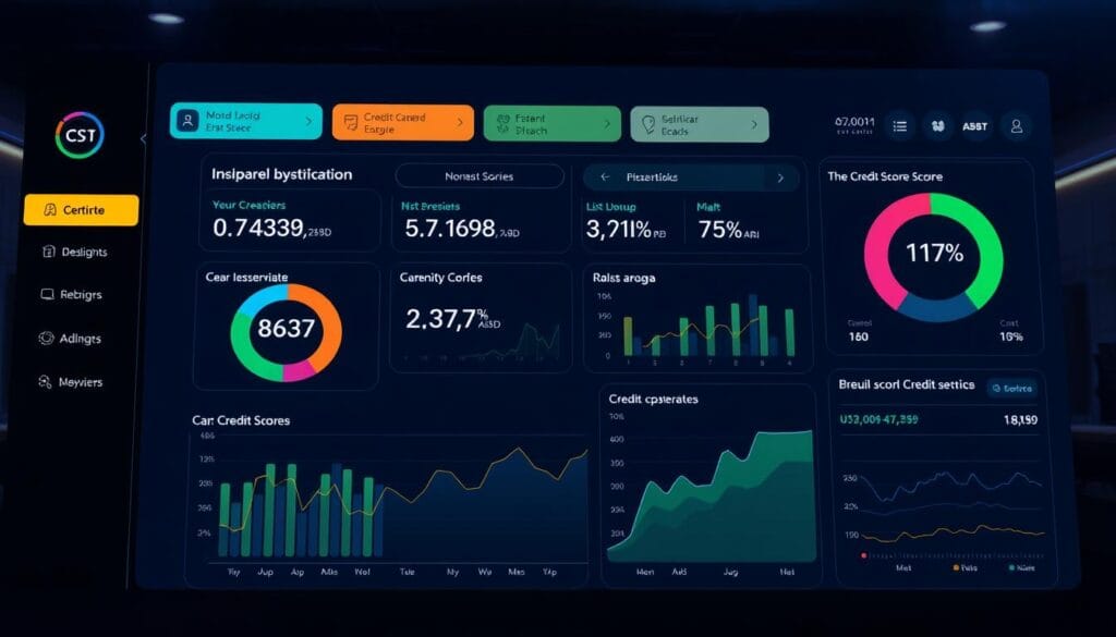 Generate an image of a dashboard displaying real-time credit score updates and alerts.
