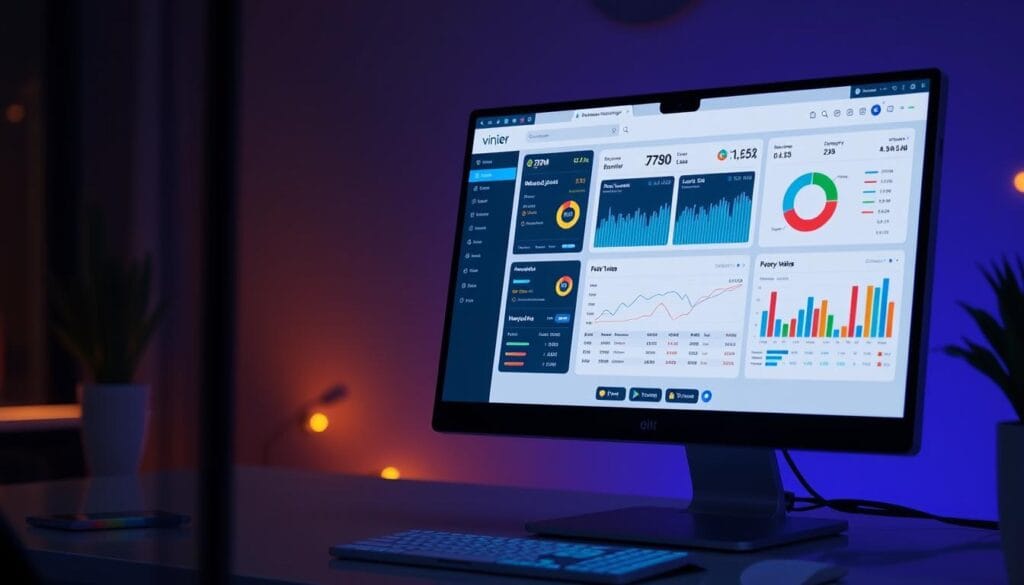 Generate an image of a robo-advisor platform dashboard on a computer screen, showing diversified investment portfolios. Generate an image of a robo-advisor platform dashboard on a computer screen, showing diversified investment portfolios.