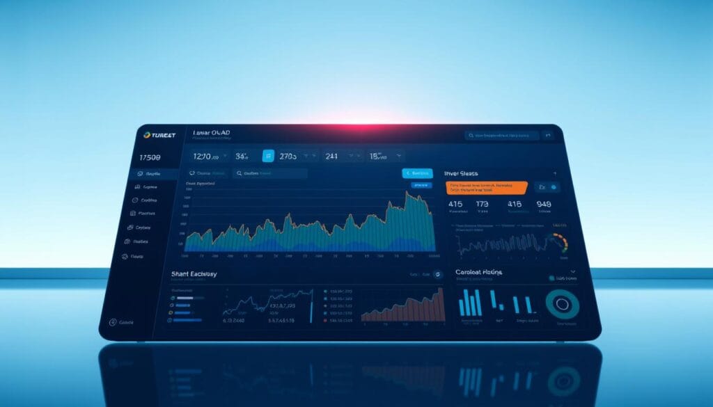 Generate an image of a sophisticated AI-powered wealth management platform dashboard with real-time portfolio tracking and predictive adjustments. Generate an image of a sophisticated AI-powered wealth management platform dashboard with real-time portfolio tracking and predictive adjustments.