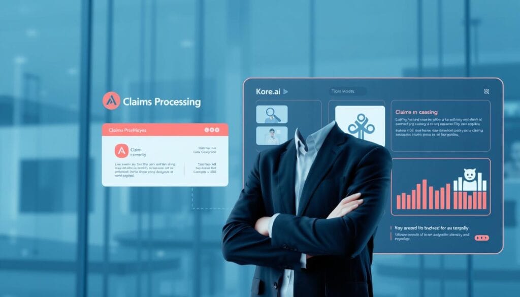 Generate an image of an insurance company using Kore.ai's pre-built templates to automate claims processing.