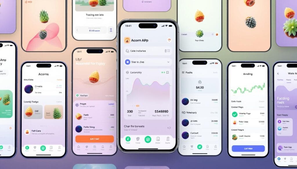 Generate an image of the Acorns app interface Generate an image of the Acorns app interface