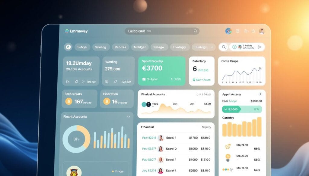 Generate an image of the Emma app dashboard showing a user's financial overview, including crypto accounts. Generate an image of the Emma app dashboard showing a user's financial overview, including crypto accounts.