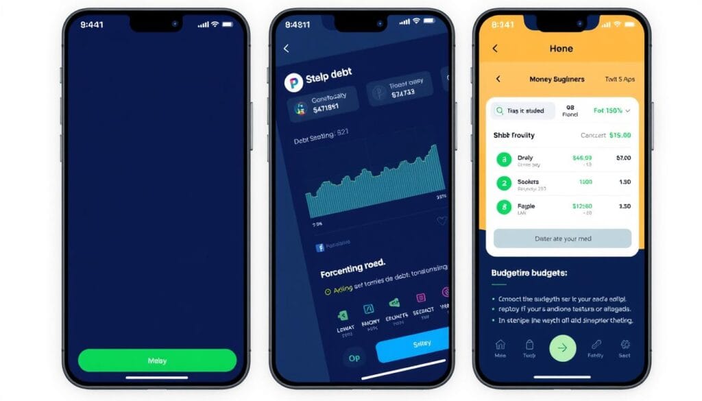 Generate an image of the EveryDollar app interface, highlighting its debt management and budgeting features.