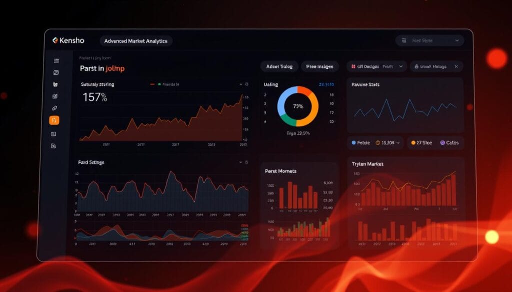 Generate an image of the Kensho platform dashboard showing advanced market analytics