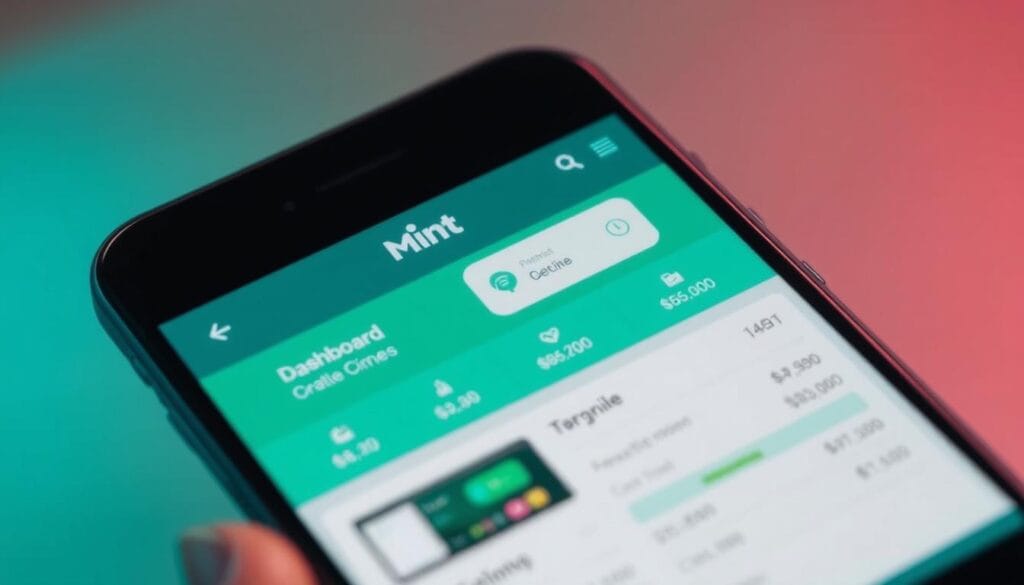 Generate an image of the Mint budgeting app interface on a mobile device, showcasing its user-friendly dashboard and various financial tracking features. Generate an image of the Mint budgeting app interface on a mobile device, showcasing its user-friendly dashboard and various financial tracking features.