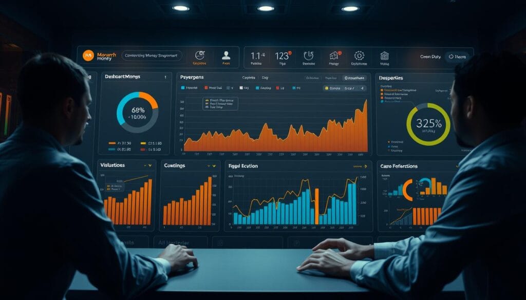 Generate an image of the Monarch Money dashboard, showcasing its elegant visualization tools and collaborative features. Generate an image of the Monarch Money dashboard, showcasing its elegant visualization tools and collaborative features.
