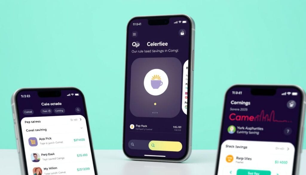 Generate an image of the Qapital app interface showing its rules-based savings feature. Generate an image of the Qapital app interface showing its rules-based savings feature.