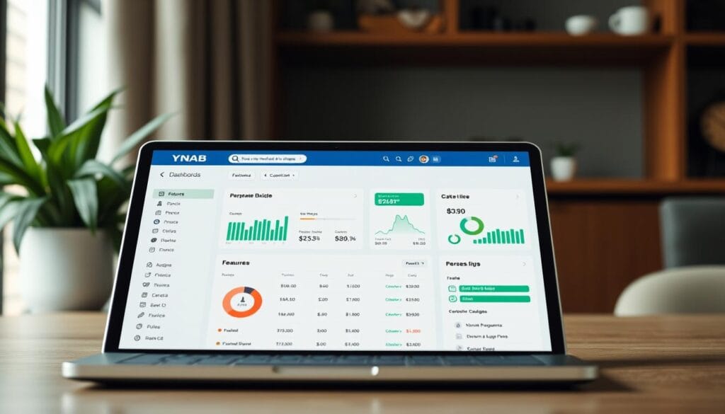 Generate an image of the YNAB app dashboard on a laptop screen, showcasing its budgeting features. Generate an image of the YNAB app dashboard on a laptop screen, showcasing its budgeting features.