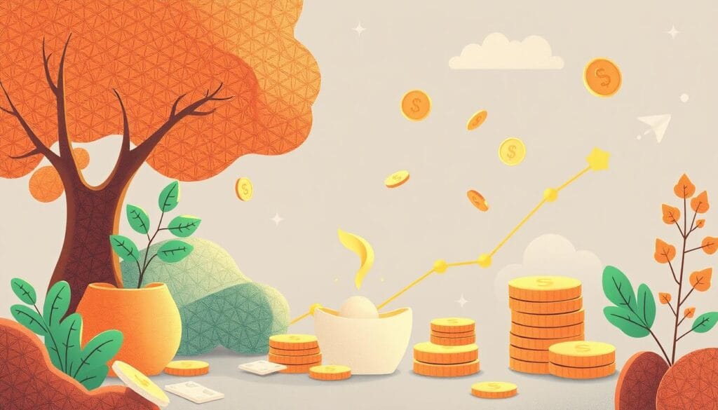 Generate an image representing Acorns' round-up investing feature.