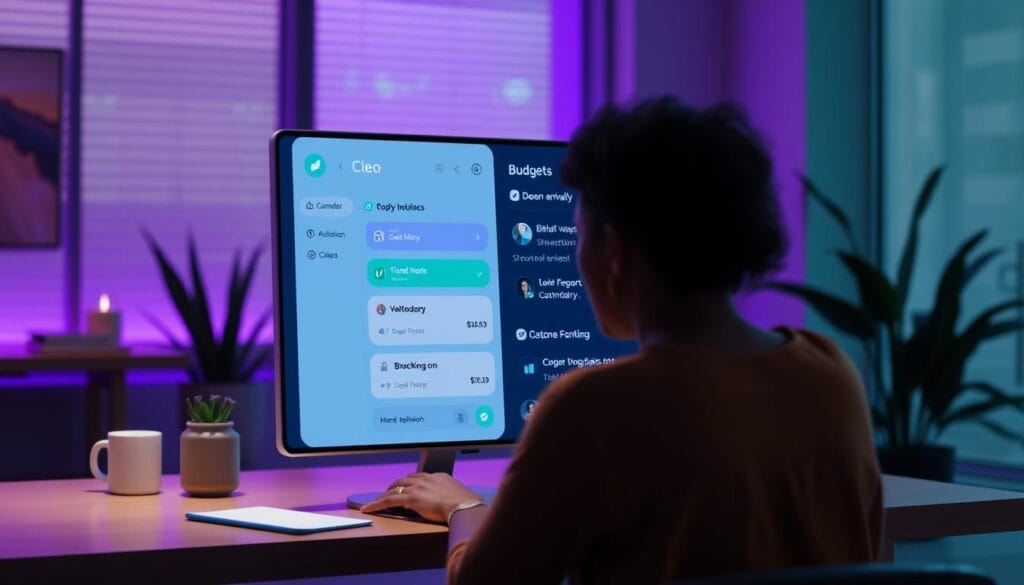 Generate an image representing Cleo's conversational budgeting interface.