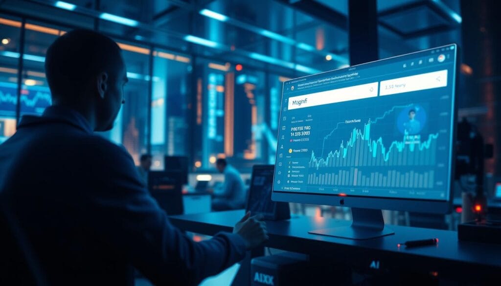 Generate an image representing Magnifi's AI-driven investment search engine. Generate an image representing Magnifi's AI-driven investment search engine.