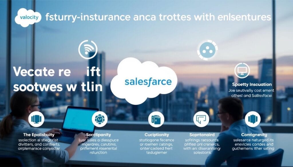 Generate an image representing Vlocity Insurance Salesforce solutions features. Generate an image representing Vlocity Insurance Salesforce solutions features.