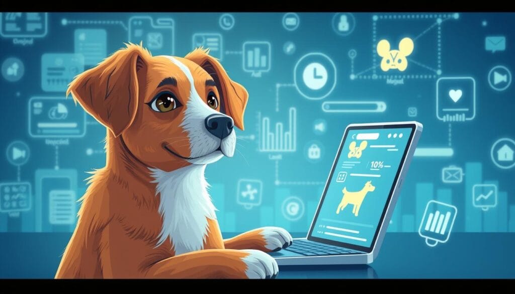 Generate an image representing pet insurance technology platforms. Generate an image representing pet insurance technology platforms.