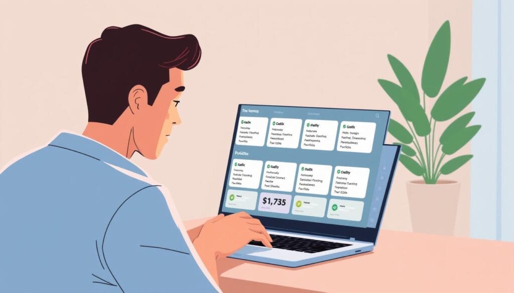 Image of a person using Fidelity Go on their laptop or mobile device, with a simple and clean interface showing diversified investment portfolios. Image of a person using Fidelity Go on their laptop or mobile device, with a simple and clean interface showing diversified investment portfolios.