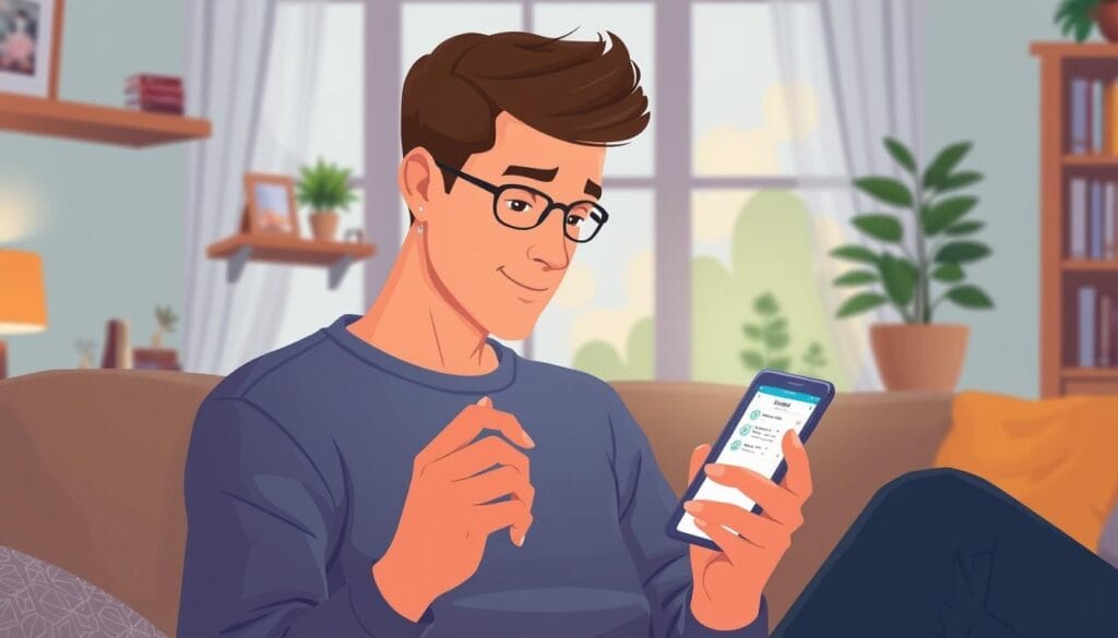 Image of a person using a budgeting app on a smartphone Image of a person using a budgeting app on a smartphone