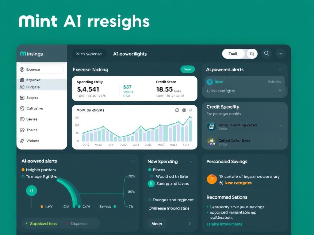 Mint AI Insights showing expense categorization and budget alerts Mint AI Insights showing expense categorization and budget alerts