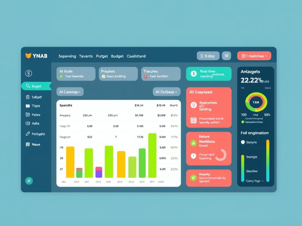 YNAB AI interface showing budget categories and spending analysis YNAB AI interface showing budget categories and spending analysis