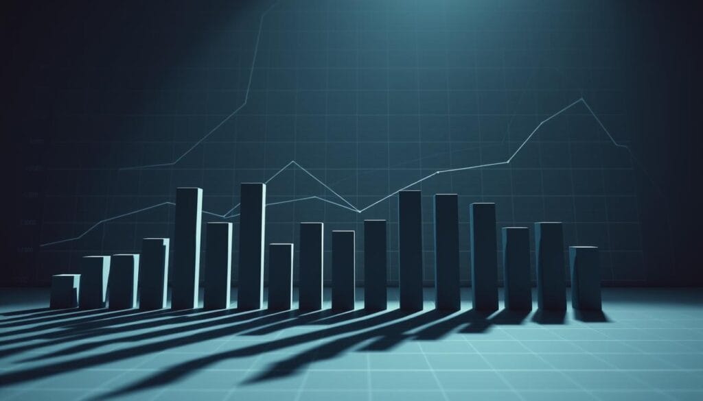 A detailed bar chart showcasing the dynamic trends in mortgage lending data, rendered with a sleek, minimalist aesthetic. The foreground features bold, data-driven bars in a cool color palette, conveying the analytical nature of the subject. The middle ground depicts a subtly textured grid, guiding the viewer's eye and providing structural context. In the background, a muted geometric pattern creates a sense of depth and technical sophistication, complementing the data-driven focus. Dramatic, directional lighting casts long shadows, lending a sense of weight and importance to the visual. The overall mood is one of data-driven insights, financial analysis, and informed decision-making.
