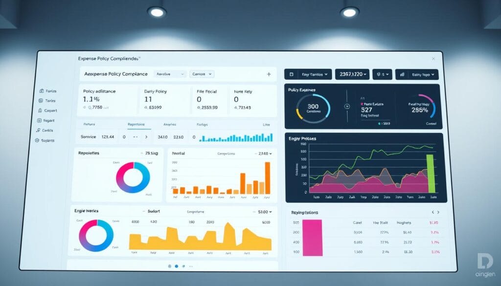 A sleek, modern dashboard displaying a comprehensive view of expense policy compliance metrics. In the foreground, vibrant charts and graphs present data on policy adherence, budget allocation, and reimbursement trends. The middle ground features intuitive controls and filtering options, allowing users to drill down into specific expense categories. The background showcases a minimalist interface with a subdued color palette, emphasizing the clarity and precision of the analytical insights. Crisp, high-resolution imagery captured under soft, diffused lighting creates a professional, yet approachable atmosphere, inviting users to explore the data-driven expense management solution. A sleek, modern dashboard displaying a comprehensive view of expense policy compliance metrics. In the foreground, vibrant charts and graphs present data on policy adherence, budget allocation, and reimbursement trends. The middle ground features intuitive controls and filtering options, allowing users to drill down into specific expense categories. The background showcases a minimalist interface with a subdued color palette, emphasizing the clarity and precision of the analytical insights. Crisp, high-resolution imagery captured under soft, diffused lighting creates a professional, yet approachable atmosphere, inviting users to explore the data-driven expense management solution.