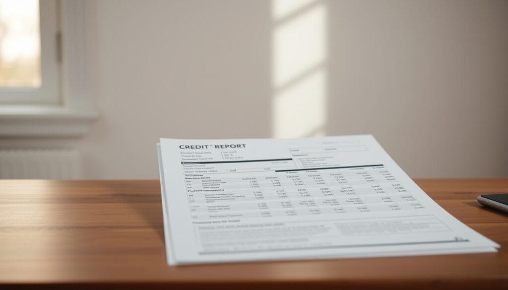 A detailed credit report against a clean, minimalist background. The report is displayed on a wooden desk, illuminated by soft natural lighting from a nearby window. The report's pages show a breakdown of credit score, payment history, and outstanding balances, all presented in a clear, easy-to-read format. The overall atmosphere conveys a sense of financial transparency and responsibility, reflecting the needs of senior consumers seeking to understand their credit standing. A detailed credit report against a clean, minimalist background. The report is displayed on a wooden desk, illuminated by soft natural lighting from a nearby window. The report's pages show a breakdown of credit score, payment history, and outstanding balances, all presented in a clear, easy-to-read format. The overall atmosphere conveys a sense of financial transparency and responsibility, reflecting the needs of senior consumers seeking to understand their credit standing.