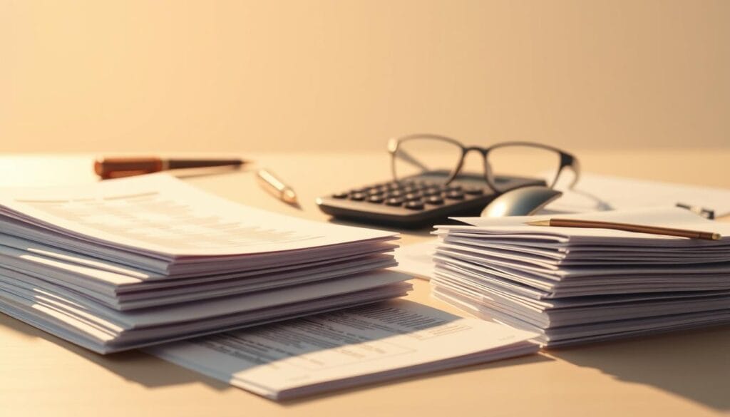A detailed illustration of retirement withdrawal rules and options, captured in a clean, minimalist style. In the foreground, a stack of neatly organized financial documents, casting soft shadows. In the middle ground, a calculator, pen, and glasses, conveying a sense of thoughtful financial planning. The background features a soothing gradient, creating a sense of focus and clarity. Warm, neutral lighting illuminates the scene, emphasizing the importance of the subject matter. The overall composition suggests the orderly, responsible management of one's retirement funds, a crucial consideration for older adults.