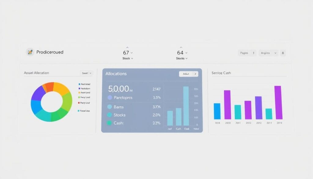 A digital rendering of a portfolio allocation dashboard, showcasing a clean and minimalist design. The foreground features colorful pie charts and bar graphs depicting the breakdown of various asset classes, such as stocks, bonds, and cash. The middle ground displays a sleek interface with intuitive controls and interactive elements, allowing the user to adjust the allocations seamlessly. The background is a soft, neutral tone, creating a sense of simplicity and focus on the financial data. The overall atmosphere conveys a sense of transparency and control, reflecting the section's title "SigFig: Low Fees with Some Transparency Issues".