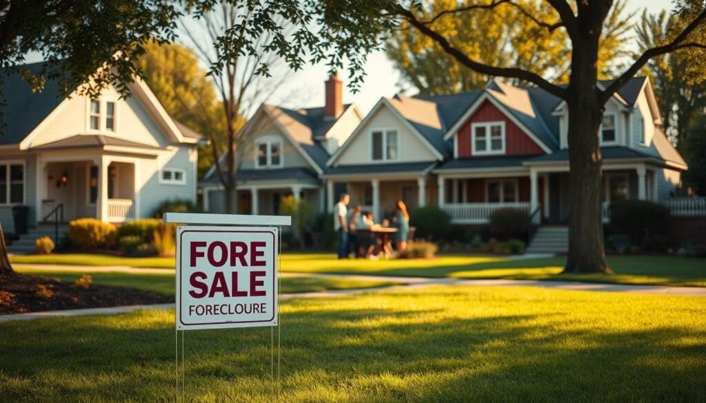 A serene and tranquil scene of a residential neighborhood, showcasing various foreclosure alternatives. In the foreground, a well-manicured lawn with a 'For Sale' sign, hinting at a homeowner exploring options to avoid foreclosure. In the middle ground, a family gathered around a kitchen table, discussing financial strategies to protect their credit. The background features a row of houses, each representing a different foreclosure alternative, such as loan modification, short sale, or deed in lieu of foreclosure. The scene is bathed in warm, golden sunlight, conveying a sense of hope and possibility. The composition is balanced, with a clean and uncluttered aesthetic, allowing the viewer to focus on the core message. A serene and tranquil scene of a residential neighborhood, showcasing various foreclosure alternatives. In the foreground, a well-manicured lawn with a 'For Sale' sign, hinting at a homeowner exploring options to avoid foreclosure. In the middle ground, a family gathered around a kitchen table, discussing financial strategies to protect their credit. The background features a row of houses, each representing a different foreclosure alternative, such as loan modification, short sale, or deed in lieu of foreclosure. The scene is bathed in warm, golden sunlight, conveying a sense of hope and possibility. The composition is balanced, with a clean and uncluttered aesthetic, allowing the viewer to focus on the core message.