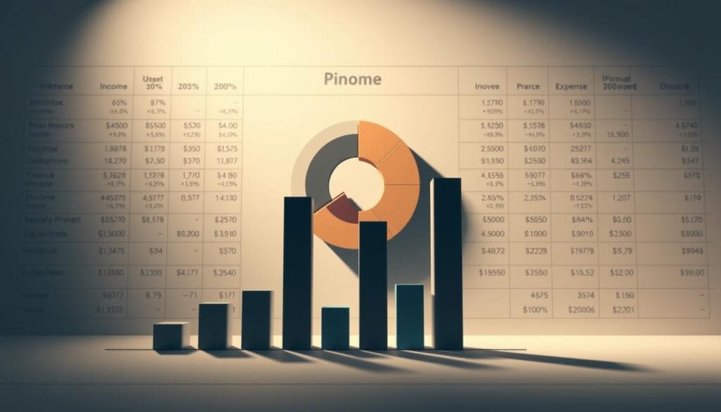 A visually striking financial analysis diagram depicting income and expenses, with a clean, minimalist aesthetic. In the foreground, a bold bar chart representing income and expenditures, rendered in a sleek, infographic style. The middle ground features a circular pie chart illustrating the breakdown of expenses, while the background showcases a grid of numeric data and calculations, all presented against a serene, muted color palette that evokes a sense of clarity and professionalism. Soft, directional lighting casts subtle shadows, creating depth and dimension. The overall composition conveys a comprehensive yet organized financial overview, suitable for senior audiences seeking to understand their financial priorities. A visually striking financial analysis diagram depicting income and expenses, with a clean, minimalist aesthetic. In the foreground, a bold bar chart representing income and expenditures, rendered in a sleek, infographic style. The middle ground features a circular pie chart illustrating the breakdown of expenses, while the background showcases a grid of numeric data and calculations, all presented against a serene, muted color palette that evokes a sense of clarity and professionalism. Soft, directional lighting casts subtle shadows, creating depth and dimension. The overall composition conveys a comprehensive yet organized financial overview, suitable for senior audiences seeking to understand their financial priorities.