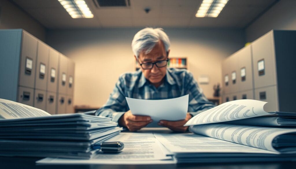 A well-lit, intricately detailed illustration of the process by which a retirement plan becomes qualified. In the foreground, a series of official documents and forms are arranged meticulously, hinting at the legal and administrative requirements. In the middle ground, a thoughtful retiree pores over these materials, surrounded by a sense of focus and diligence. In the background, a serene office setting with filing cabinets and a bookshelf, conveying the bureaucratic yet essential nature of plan qualification. The overall mood is one of careful attention to detail, professionalism, and the pursuit of financial security in retirement. A well-lit, intricately detailed illustration of the process by which a retirement plan becomes qualified. In the foreground, a series of official documents and forms are arranged meticulously, hinting at the legal and administrative requirements. In the middle ground, a thoughtful retiree pores over these materials, surrounded by a sense of focus and diligence. In the background, a serene office setting with filing cabinets and a bookshelf, conveying the bureaucratic yet essential nature of plan qualification. The overall mood is one of careful attention to detail, professionalism, and the pursuit of financial security in retirement.
