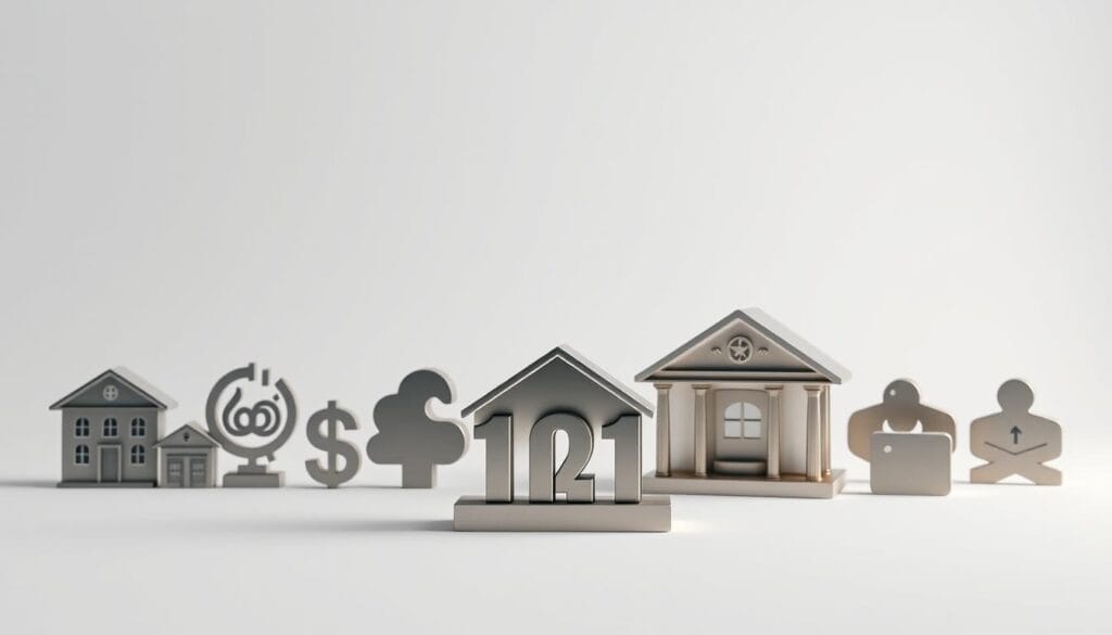 An elegantly composed image of various retirement plan icons and symbols, captured in a crisp, clean studio setting with soft, directional lighting. The foreground features a tasteful arrangement of pension fund, 401(k), IRA, and annuity icons, each rendered in a modern, minimalist style. The middle ground showcases a trio of glossy, metallic pension plan models, subtly reflecting the lighting. The background is a seamless, neutral-toned backdrop, allowing the central elements to take center stage. The overall mood is professional, informative, and visually appealing, perfectly suited to illustrate the "Types of Qualified Retirement Plans" section.