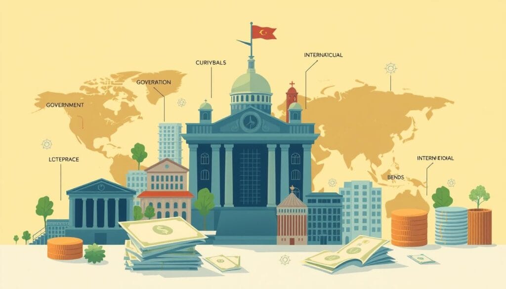 Generate an image representing a diversified fixed income investment portfolio