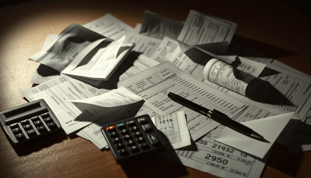 Intricate financial documents cascading across a dimly lit desk, casting dramatic shadows. A calculator and a pen lay haphazardly, signifying the complex calculations involved in foreclosure credit facts. The background is a subtle, muted palette, drawing the eye to the focal point - the financial paperwork, representing the critical data and information at the heart of the subject matter. Soft, directional lighting illuminates the documents, creating a sense of seriousness and importance. The overall composition conveys the weight and gravity of the topic, inviting the viewer to delve deeper into the "Surprising Foreclosure Credit Facts You Need to Know." Intricate financial documents cascading across a dimly lit desk, casting dramatic shadows. A calculator and a pen lay haphazardly, signifying the complex calculations involved in foreclosure credit facts. The background is a subtle, muted palette, drawing the eye to the focal point - the financial paperwork, representing the critical data and information at the heart of the subject matter. Soft, directional lighting illuminates the documents, creating a sense of seriousness and importance. The overall composition conveys the weight and gravity of the topic, inviting the viewer to delve deeper into the "Surprising Foreclosure Credit Facts You Need to Know."