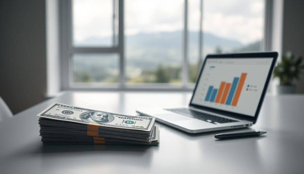 A serene, minimalist scene depicting the tax benefits of a Health Savings Account (HSA) for senior financial planning. In the foreground, a stack of U.S. dollar bills rests on a sleek, modern desk, symbolizing the tax-advantaged contributions and withdrawals. In the middle ground, a laptop displays graphs and charts, illustrating the potential growth of HSA funds over time. The background features a large window overlooking a tranquil, natural landscape, conveying a sense of financial security and well-being. Soft, diffused lighting creates a calming, professional atmosphere, while a shallow depth of field keeps the focus on the key financial elements. Overall, the image aims to visually communicate the valuable role of an HSA in a senior's comprehensive tax planning strategy. A serene, minimalist scene depicting the tax benefits of a Health Savings Account (HSA) for senior financial planning. In the foreground, a stack of U.S. dollar bills rests on a sleek, modern desk, symbolizing the tax-advantaged contributions and withdrawals. In the middle ground, a laptop displays graphs and charts, illustrating the potential growth of HSA funds over time. The background features a large window overlooking a tranquil, natural landscape, conveying a sense of financial security and well-being. Soft, diffused lighting creates a calming, professional atmosphere, while a shallow depth of field keeps the focus on the key financial elements. Overall, the image aims to visually communicate the valuable role of an HSA in a senior's comprehensive tax planning strategy.