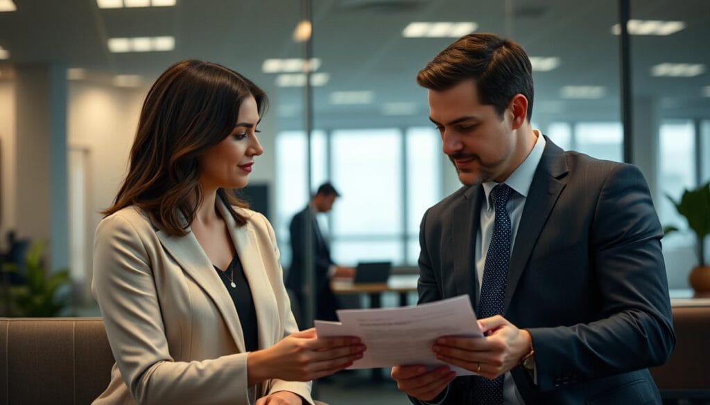 Generate an image of a Bank of America Private Bank/Merrill financial advisor discussing retirement plans with a client. Generate an image of a Bank of America Private Bank/Merrill financial advisor discussing retirement plans with a client.