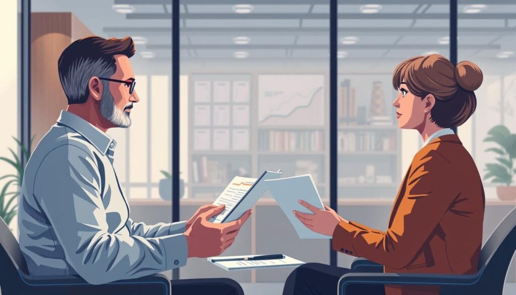 Image of a fiduciary financial advisor with a client