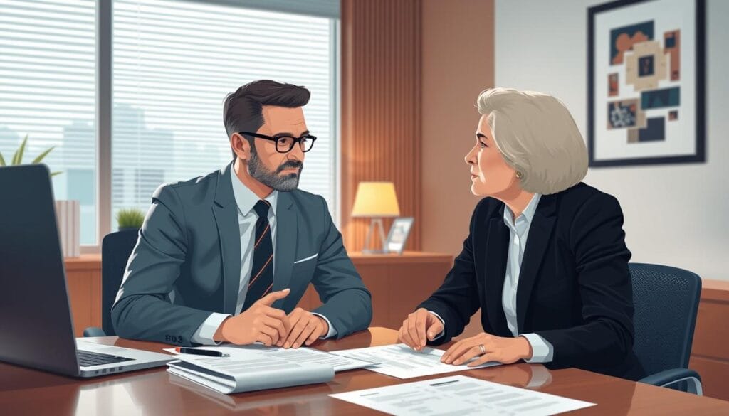 Image of a financial planner meeting with a client