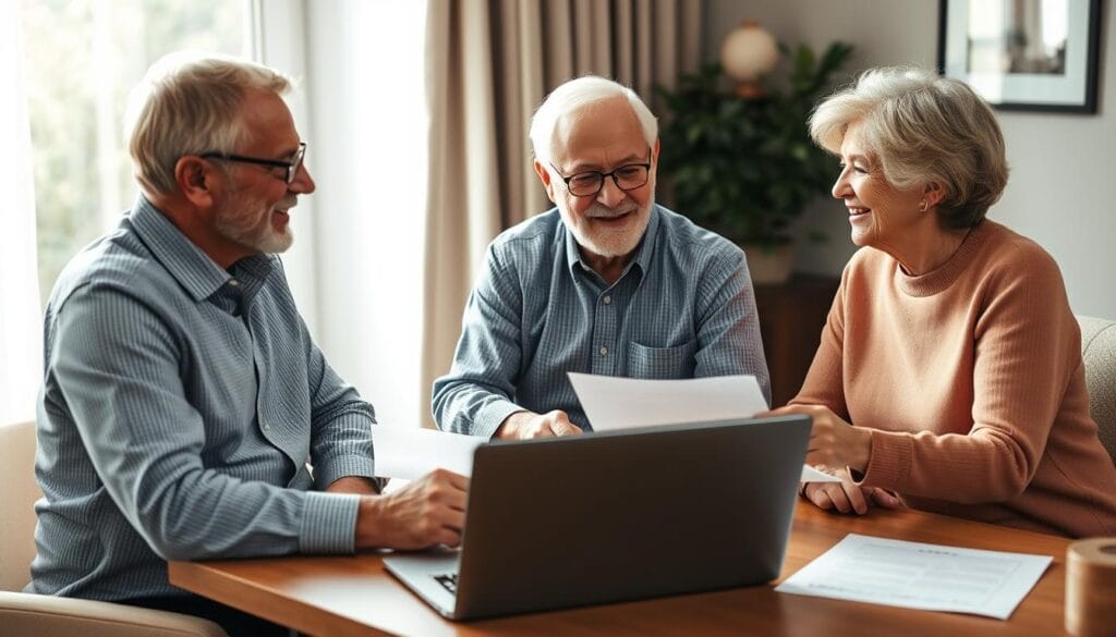 Image of a senior couple meeting with a financial advisor Image of a senior couple meeting with a financial advisor