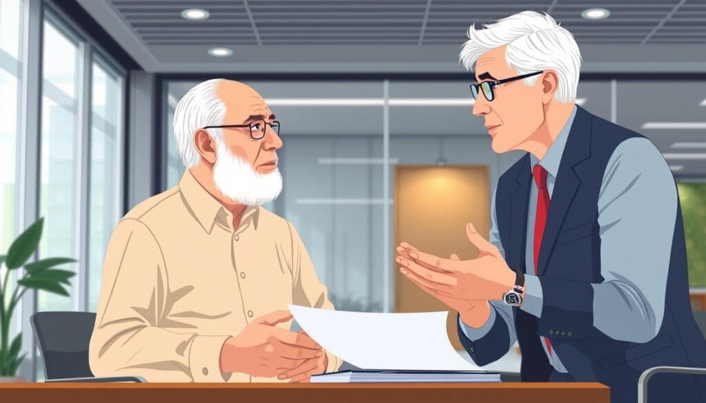Image of a senior discussing financial plans with a Vanguard advisor Image of a senior discussing financial plans with a Vanguard advisor