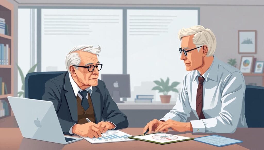 Image of a senior meeting with a financial advisor Image of a senior meeting with a financial advisor