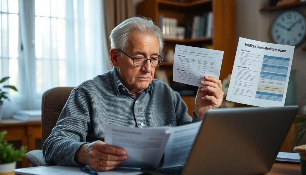 Image of a senior reviewing Medicare plans